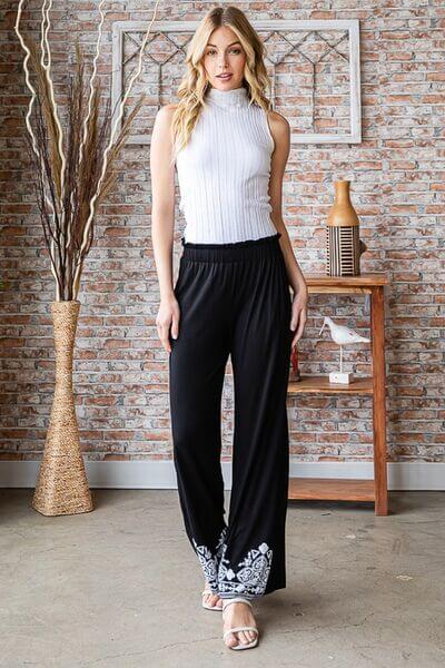 Solid Damask Casual Pants - In Style Chics Boutique