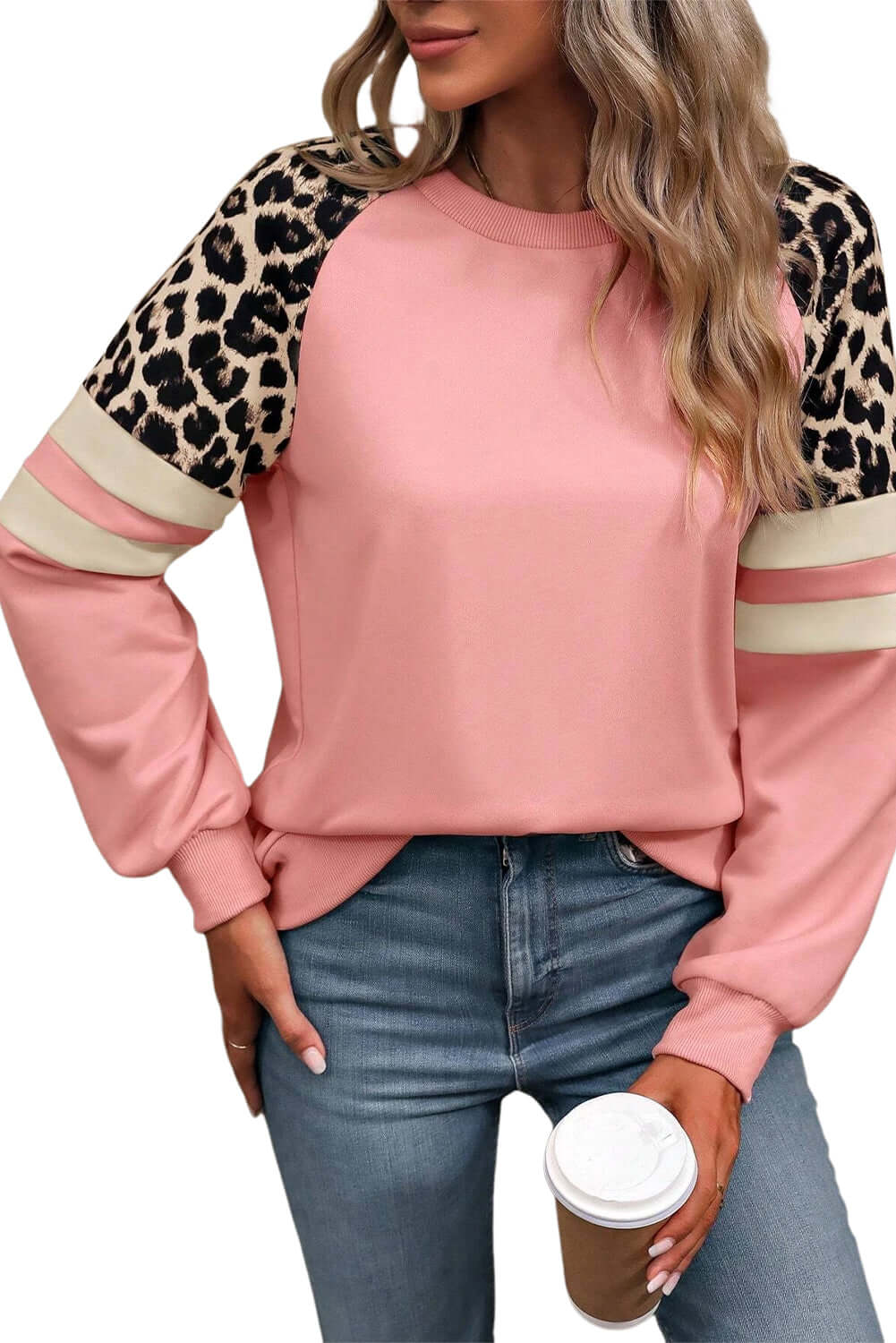 Grass Green Leopard Print Patchwork Raglan Sleeve Sweatshirt - In Style Chics Boutique LLC