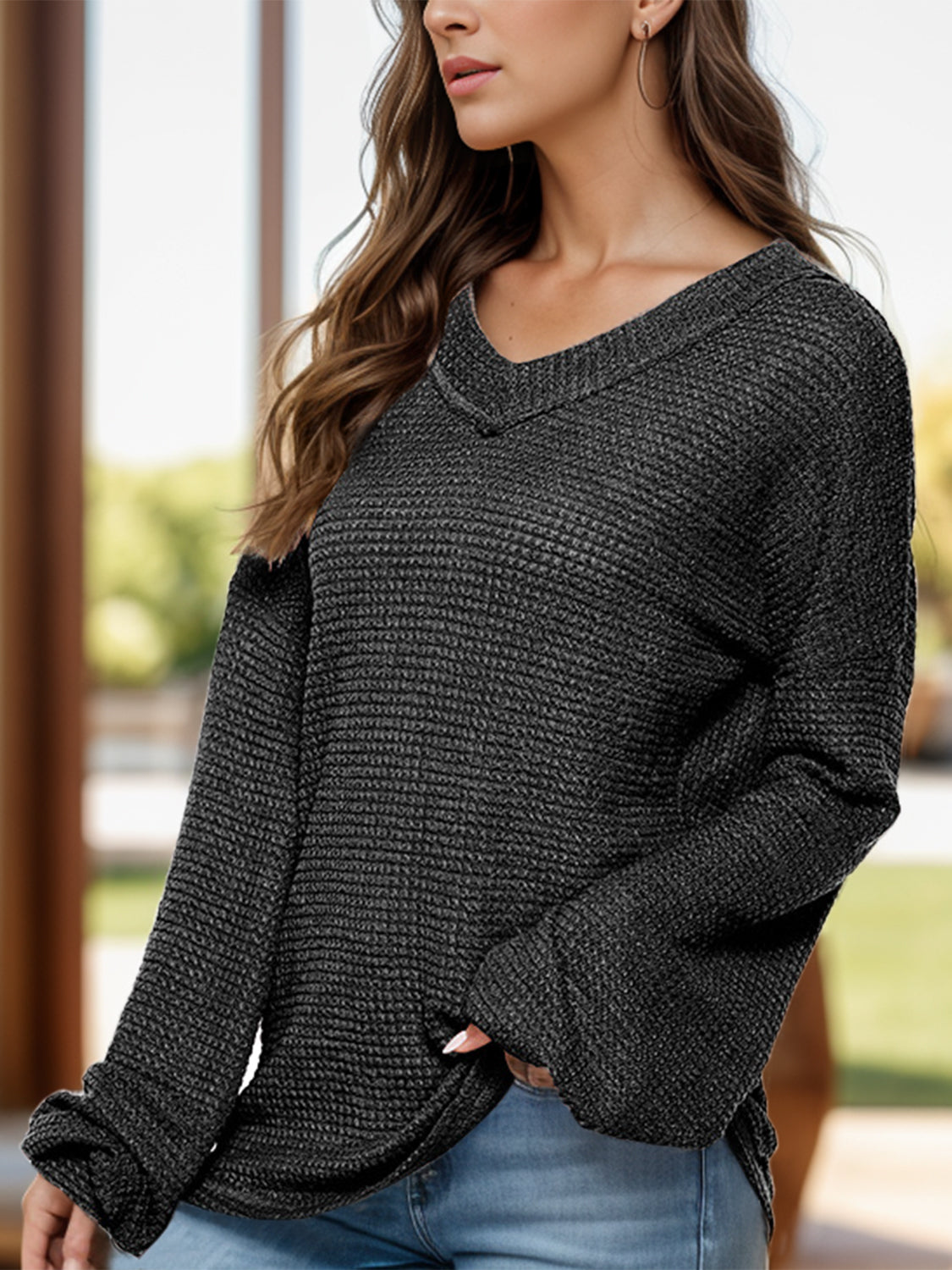Dropped Shoulder Long Sleeve Knit Top - In Style Chics Boutique LLC