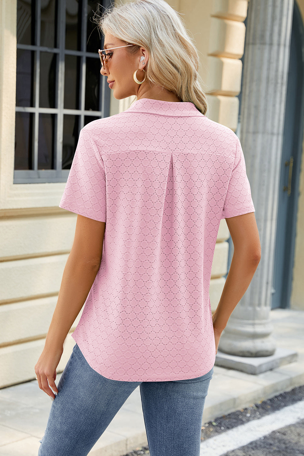 Pocketed Johnny Collar Short Sleeve Blouse - More Colors! - In Style Chics Boutique LLC