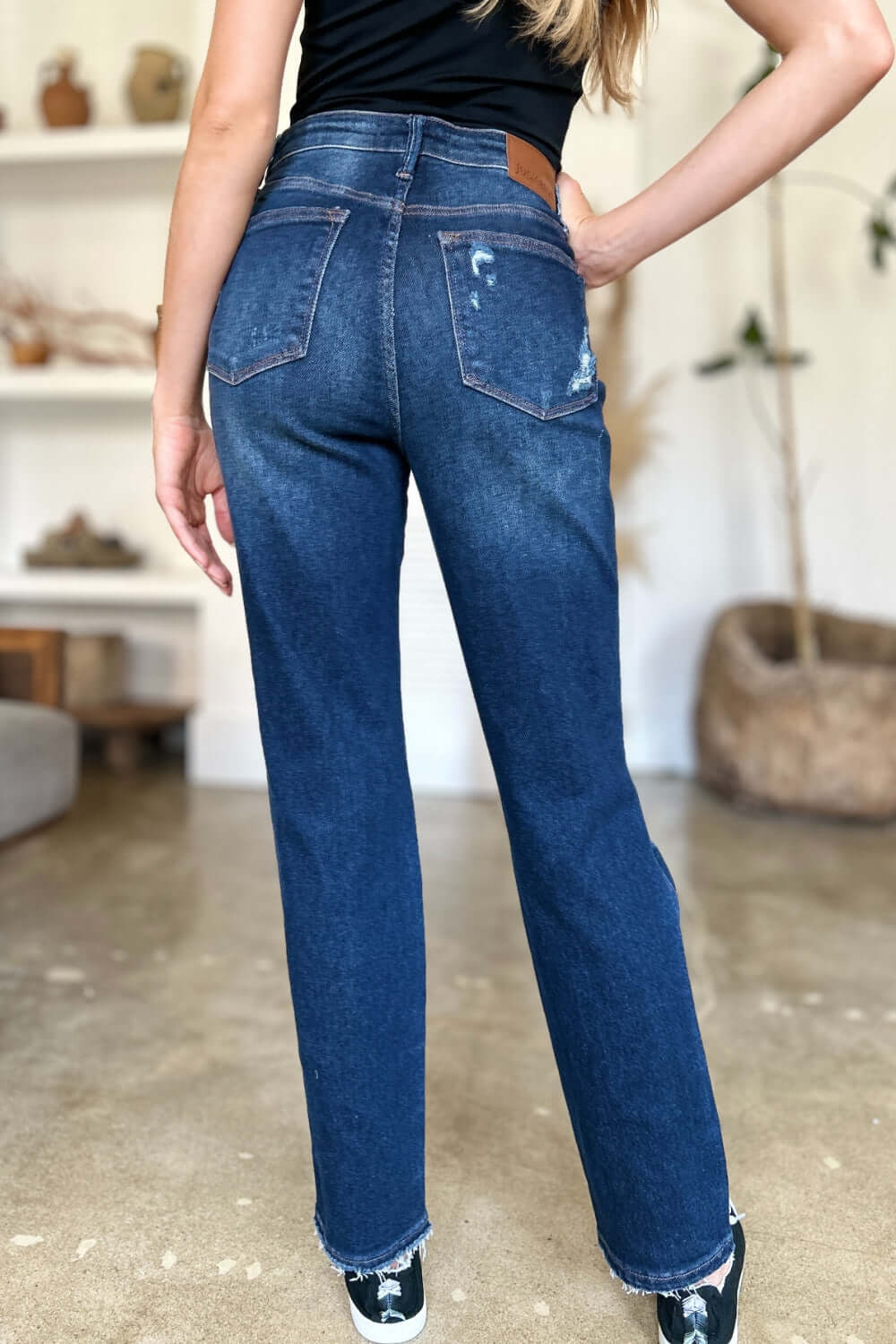 Judy Blue Full Size High Waist Rigid Magic Heavy Destroy Straight Jeans - In Style Chics Boutique LLC