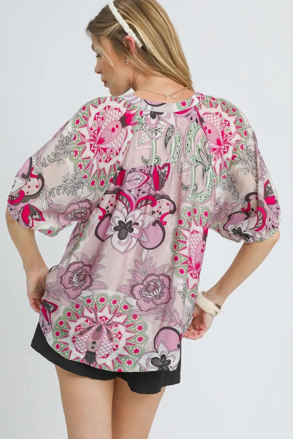 Blouse, Floral Print Half Sleeve - In Style Chics Boutique