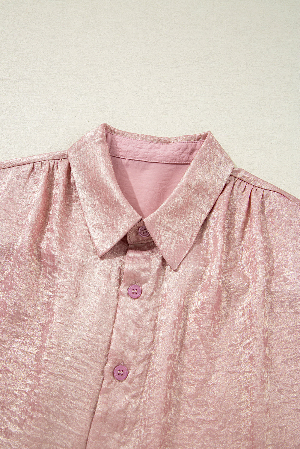 Delicacy Metallic Buttoned Loose Fit Short Sleeve Shirt - In Style Chics Boutique Online Clothing Women's Juniors Free Shipping