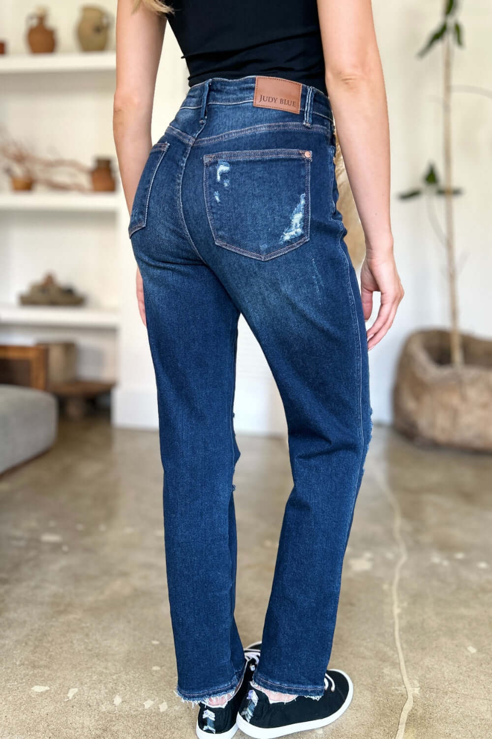Judy Blue Full Size High Waist Rigid Magic Heavy Destroy Straight Jeans - In Style Chics Boutique LLC