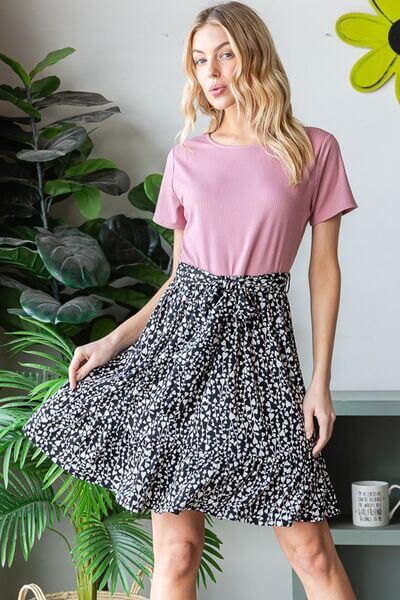 Short Sleeve Solid & Animal Print Mini Dress - In Style Chics Boutique