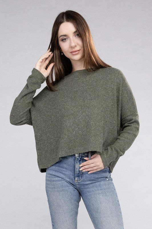 Ribbed Dolman Long Sleeve Sweater - In Style Chics Boutique LLC