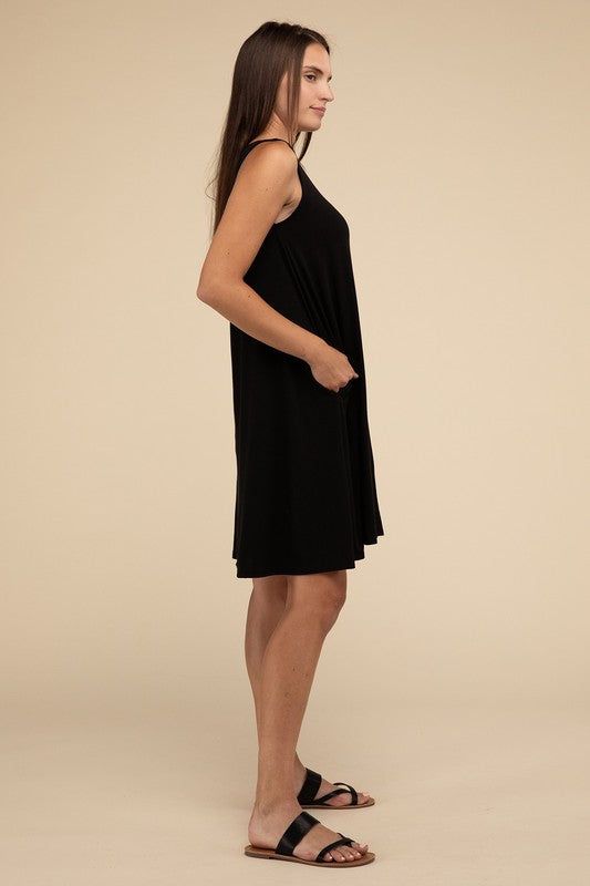 Sleeveless Flared Dress with Side Pockets - In Style Chics Boutique LLC