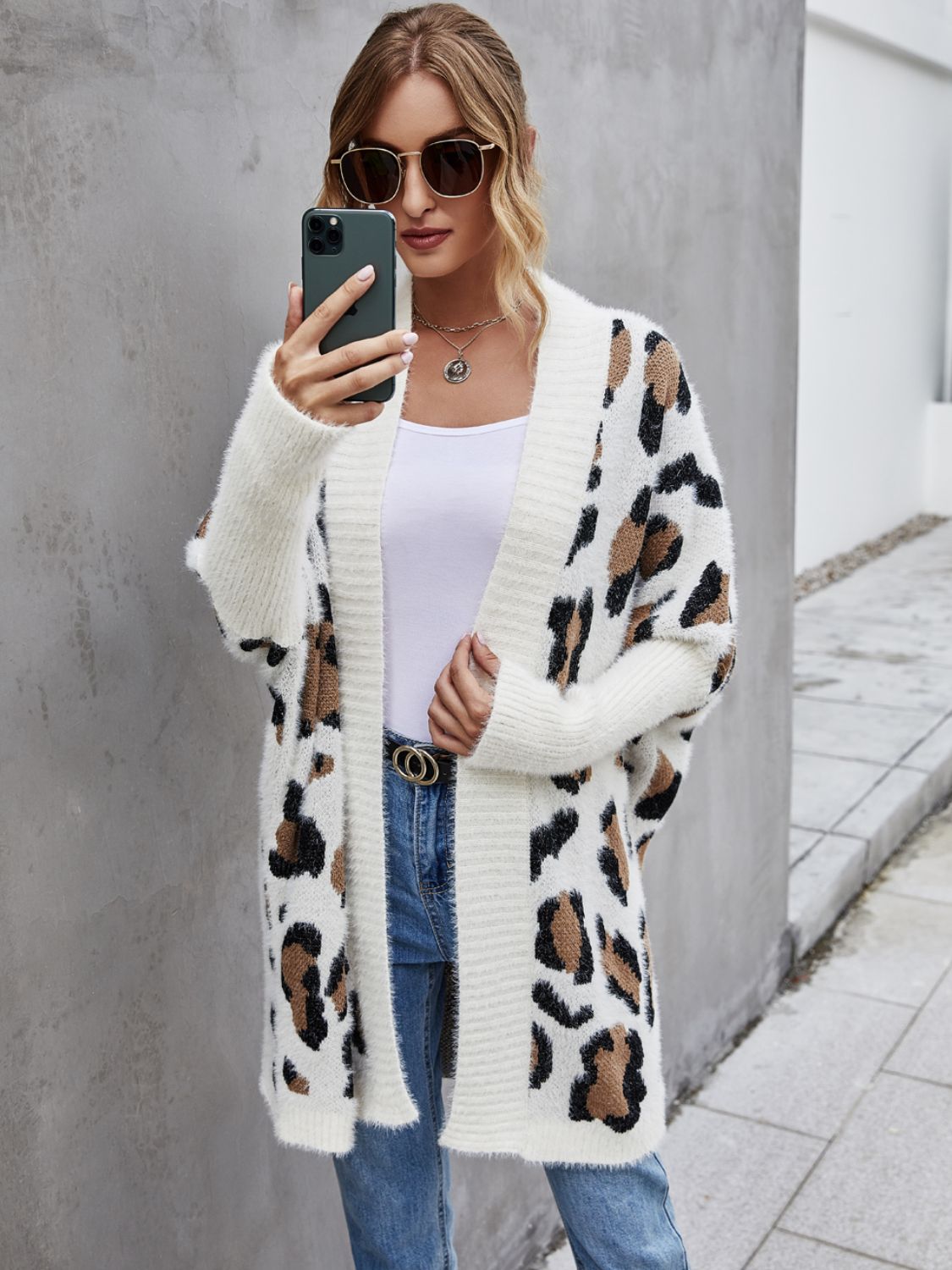 Angel Wings Leopard Pattern Fuzzy Cardigan - In Style Chics Boutique LLC