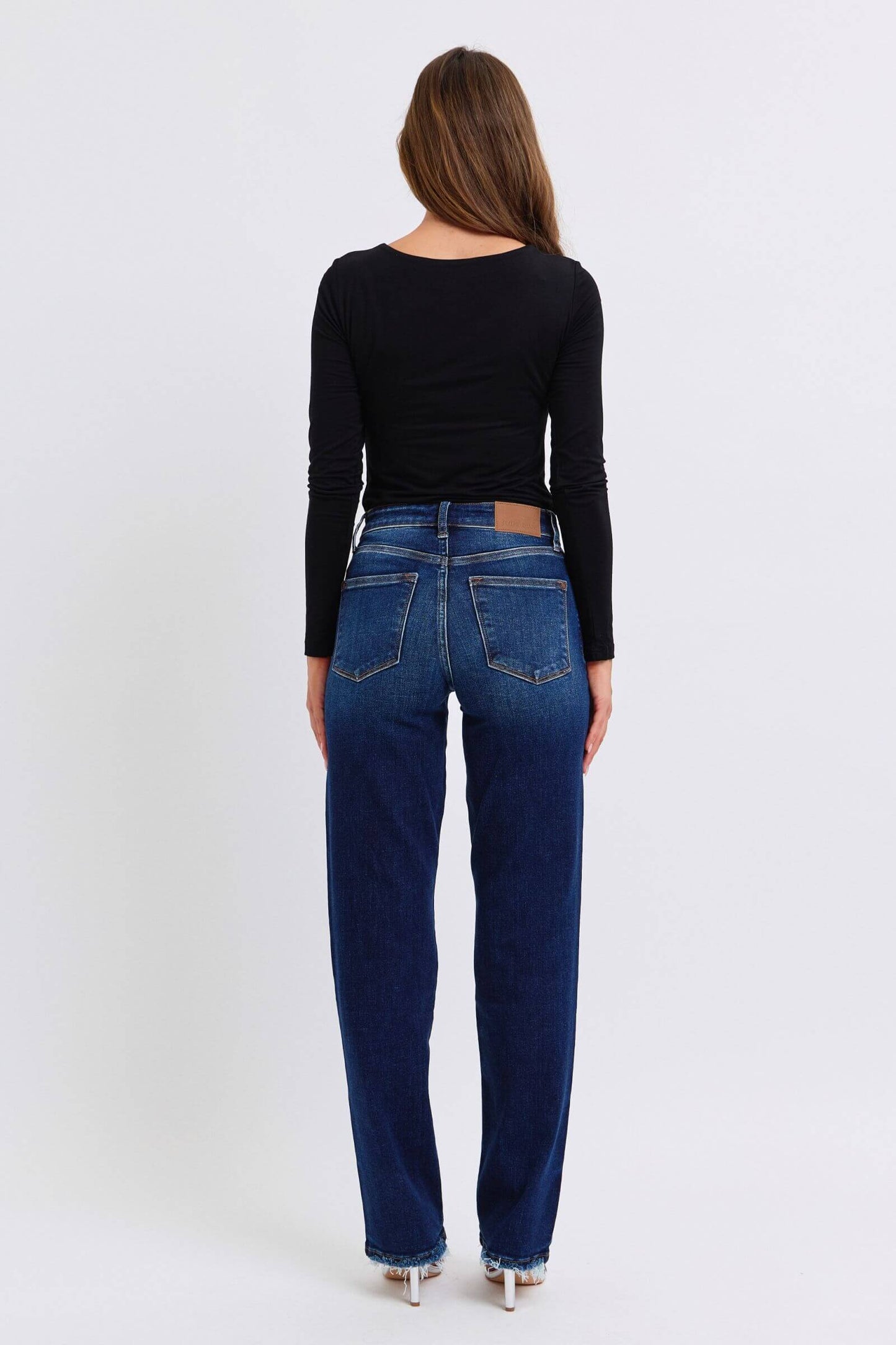 Judy Blue Full Size Raw Hem Straight Leg Jeans - In Style Chics Boutique LLC