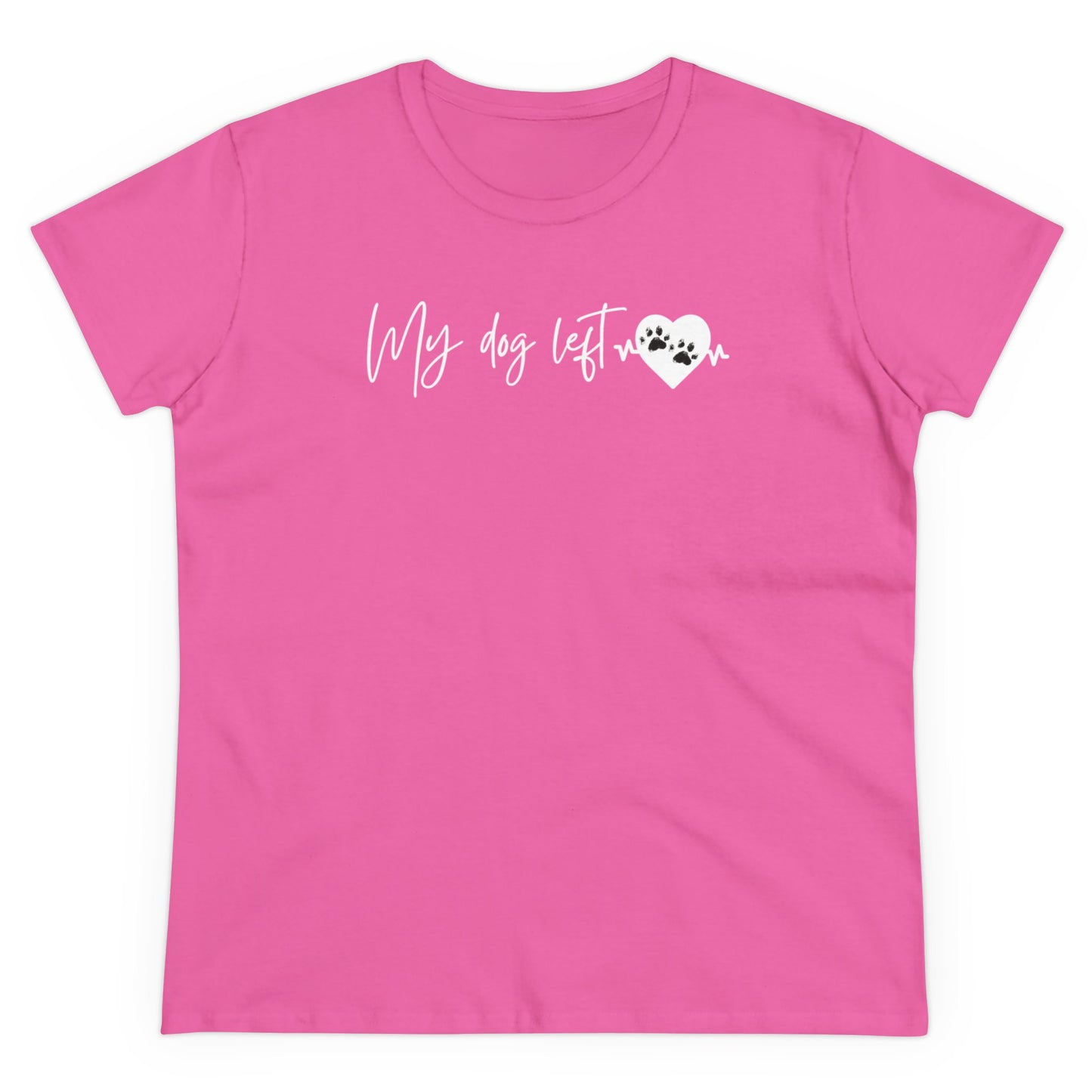 Women's Midweight Cotton Graphic Tee - "My dog left paw prints on my heart" - In Style Chics Boutique LLC