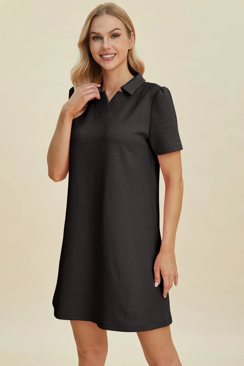 Textured Short Sleeve Dress - In Style Chics Boutique Women's Juniors Plus Size Clothes