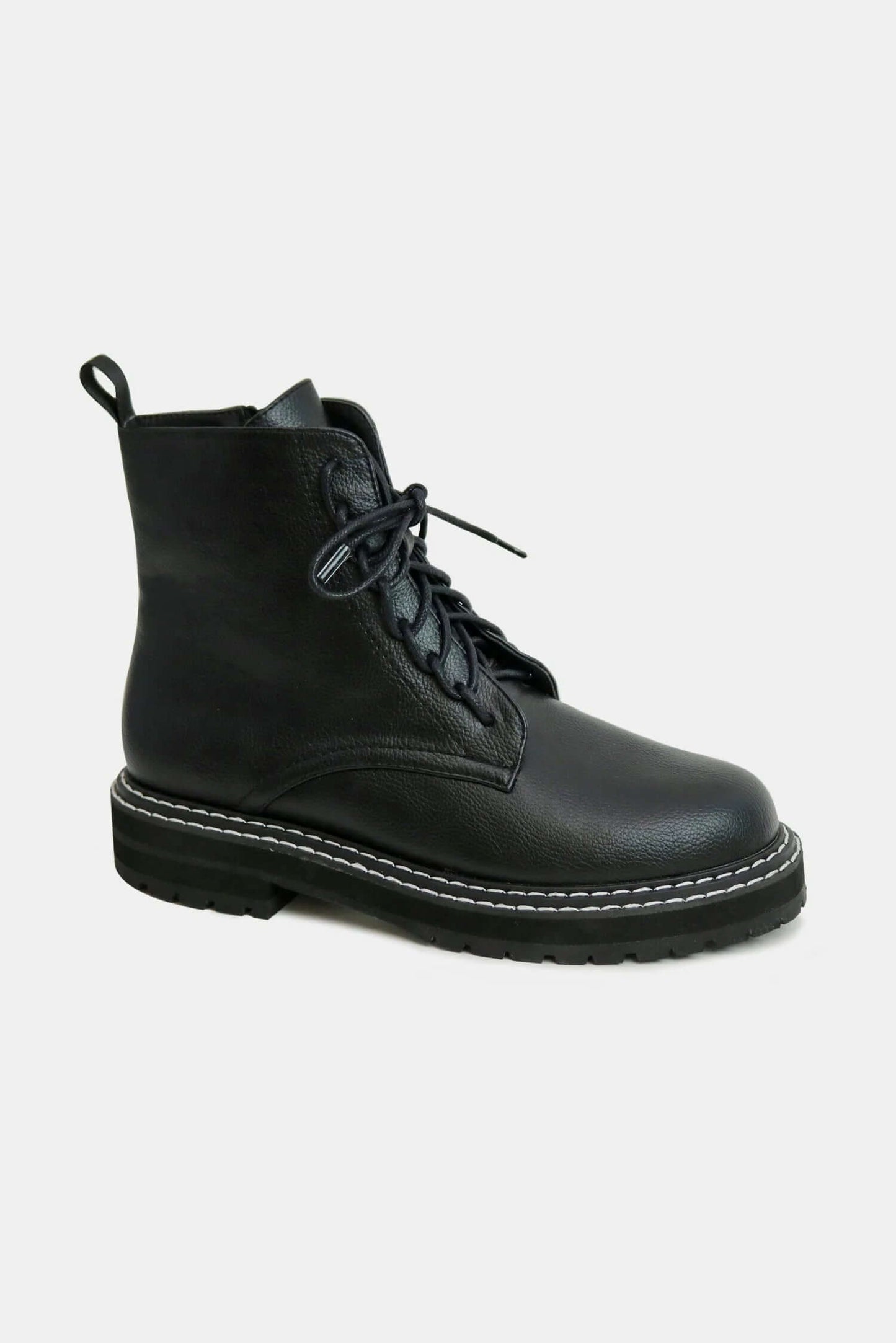 Beast Fashion Faux Leather Lace-Up Boots with Side Zipper - In Style Chics Boutique LLC