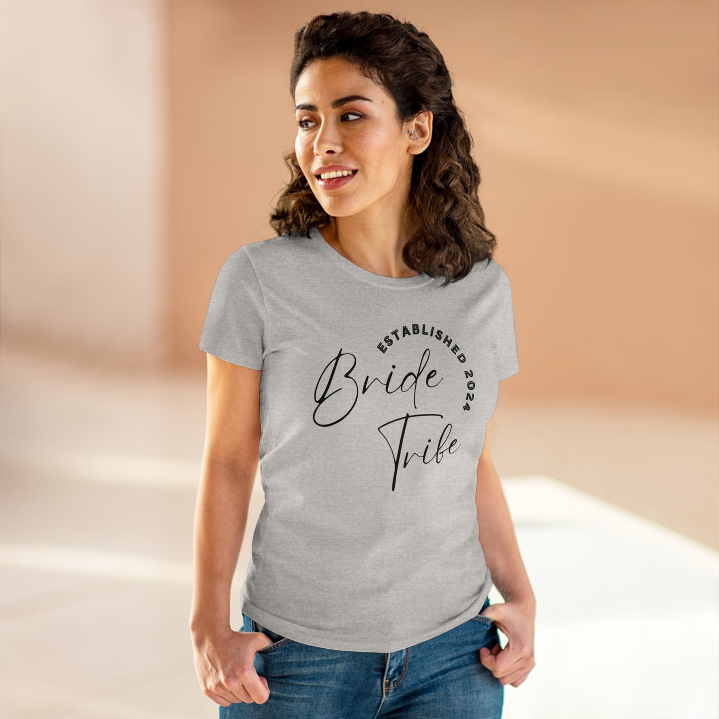 Women's Midweight Cotton Graphic Tee "Bride Tribe" - In Style Chics Boutique LLC