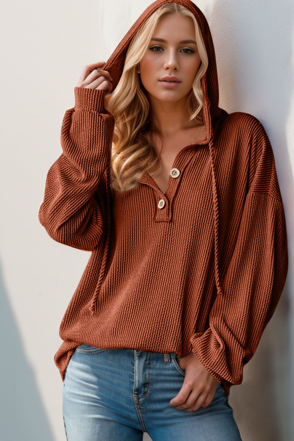 Half Button Long Sleeve Hoodie - In Style Chics Boutique Women's Juniors Plus Size Clothes Online