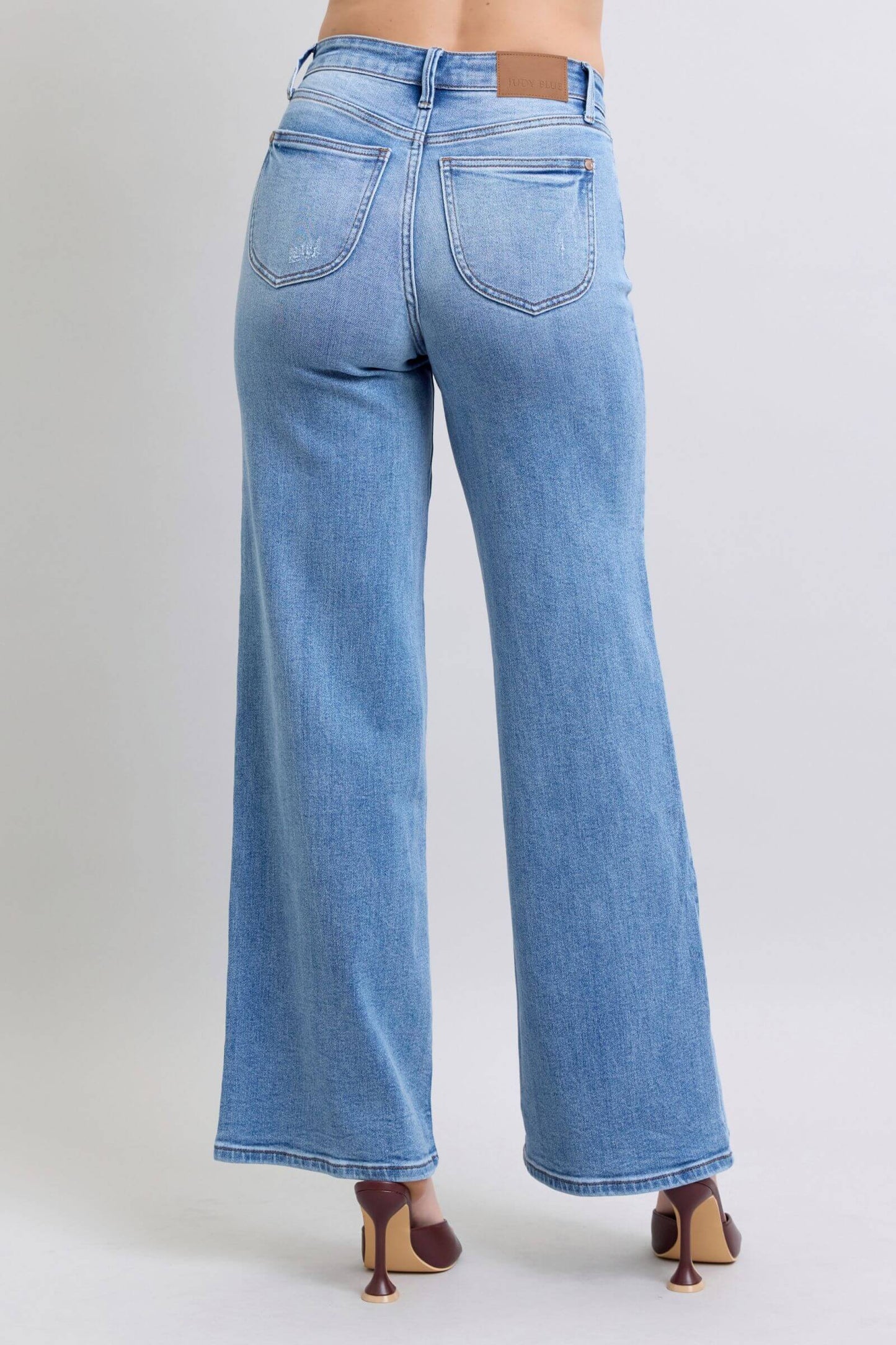Judy Blue Full Size Wide Non Distressed Leg Jeans with Pockets - In Style Chics Boutique