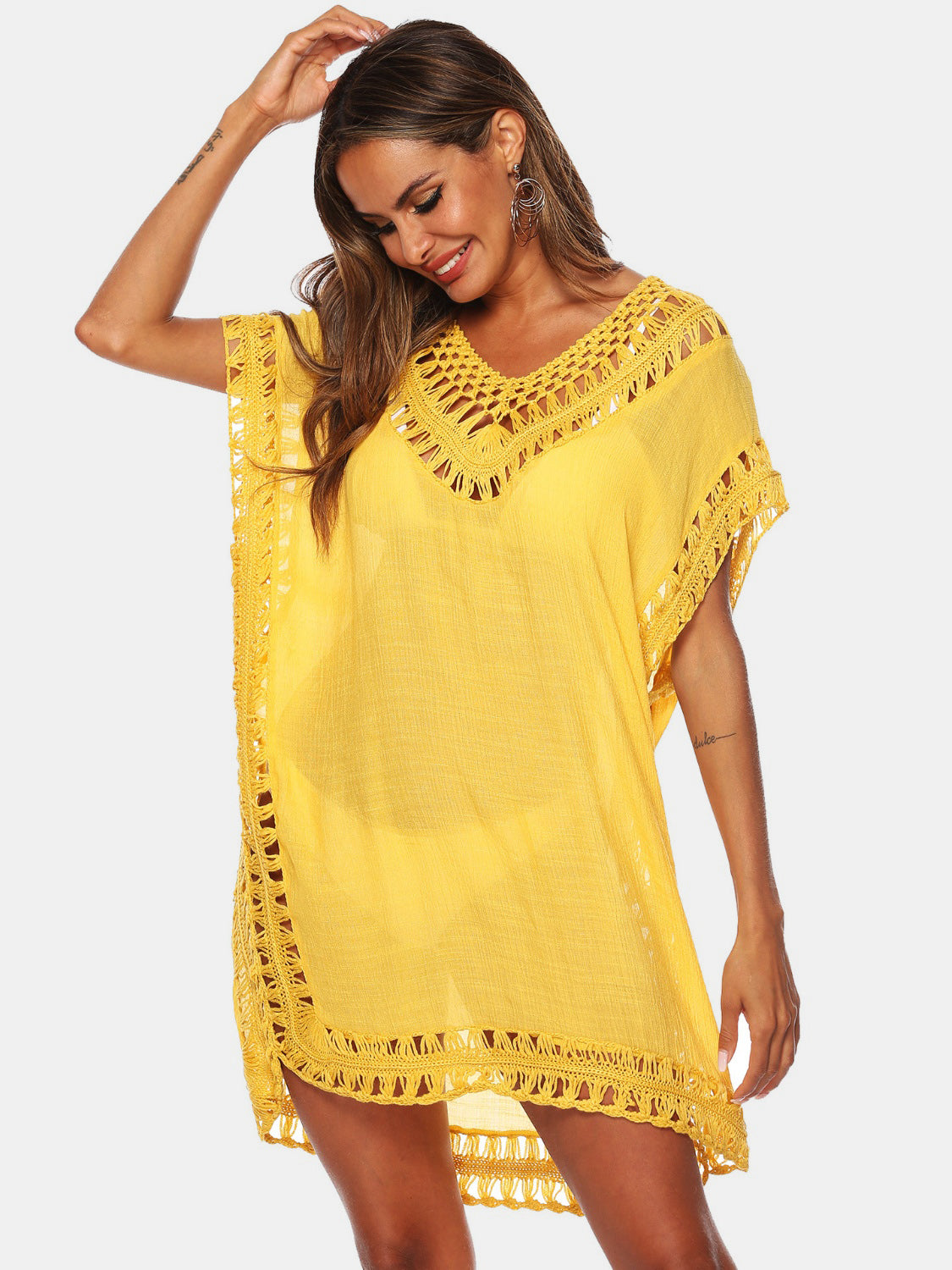 Cutout V-Neck Short Sleeve Cover-Up - More Colors! - In Style Chics Boutique LLC