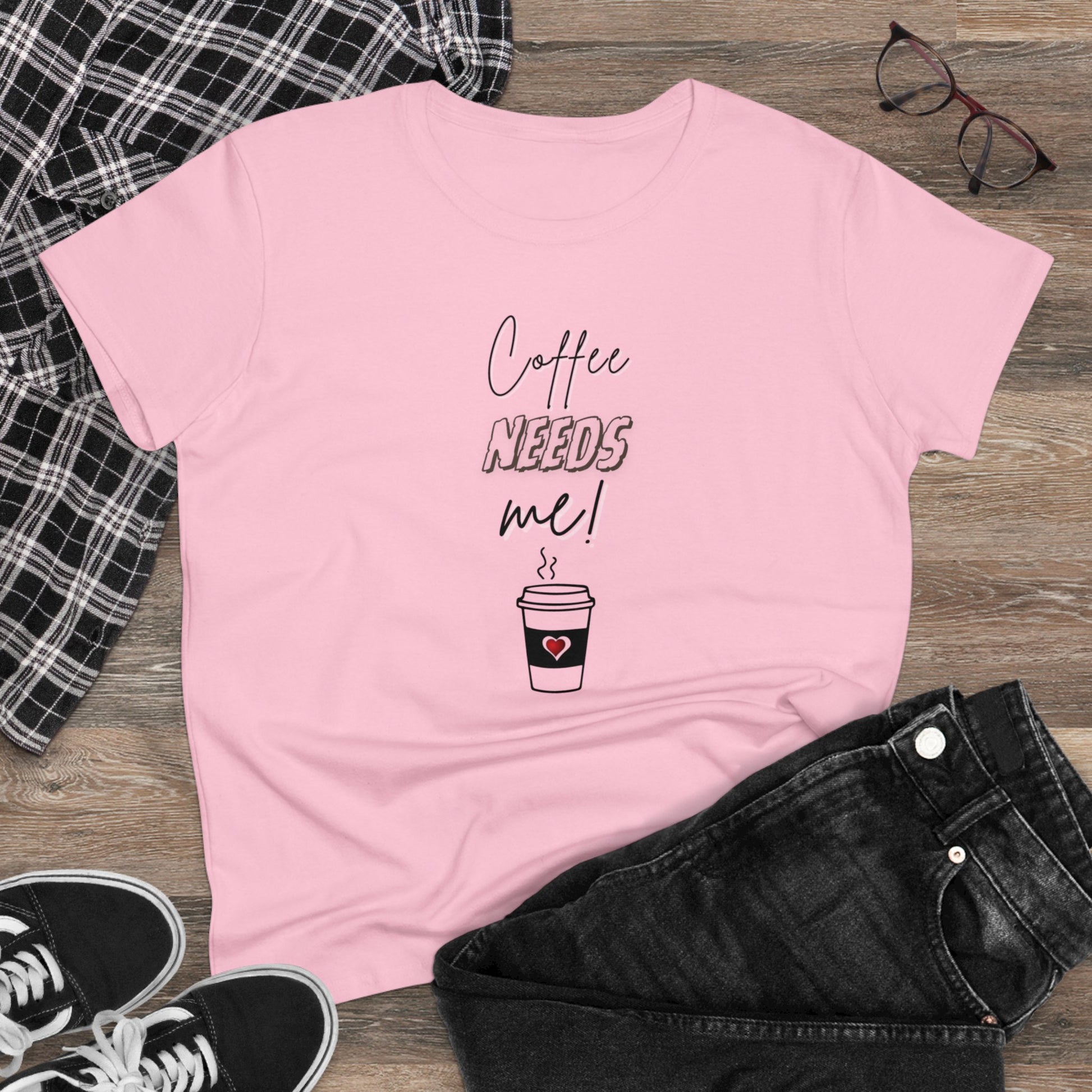Women's Midweight Cotton Graphic Tee - Coffee NEEDS me! - In Style Chics Boutique LLC