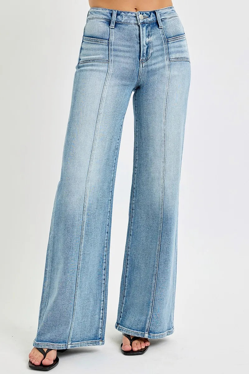 RISEN Mid Rise Wide Jeans with Front Patch Pocket - Plus Size Jeans, In Style Chics Boutique Women's Juniors Clothes Online