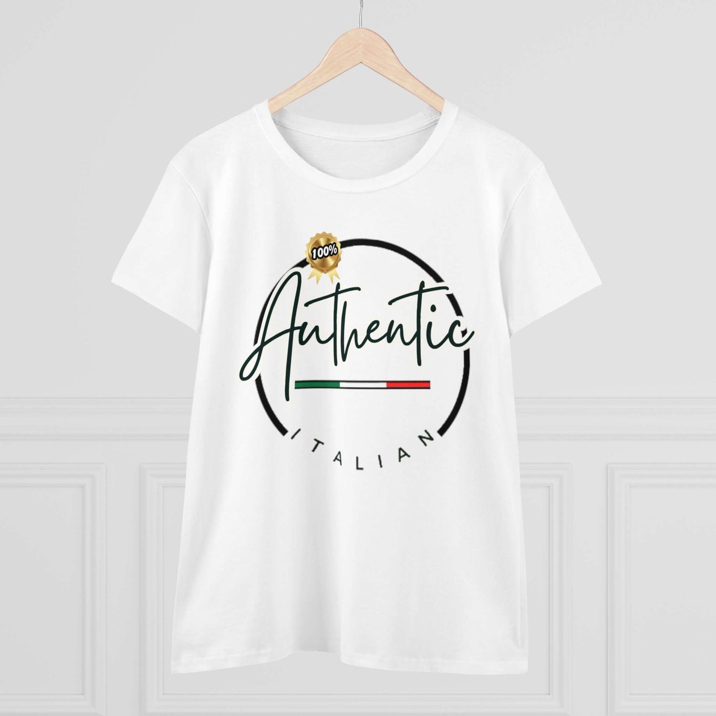 Women's Midweight Cotton Graphic Tee "100% Authentic Italian" - In Style Chics Boutique LLC
