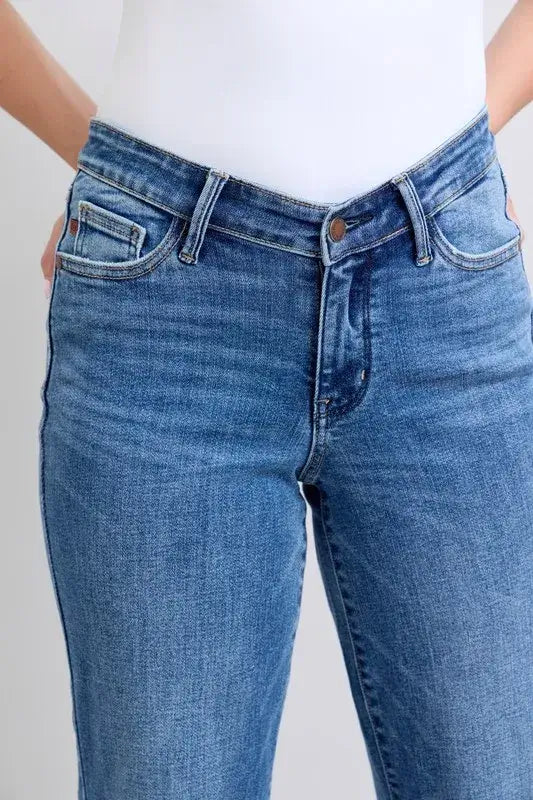 Judy Blue High Waist V-Front Vintage Wash Straight Jeans - Plus Size Jeans - In Style Chics Boutique Women's Juniors Plus Size Apparel Online
