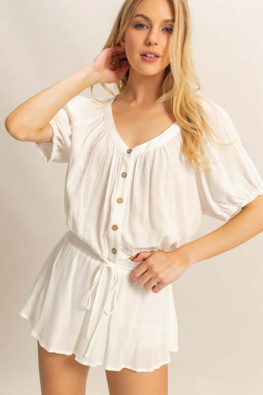 Drawstring Hem Short Sleeve Top and Skort Set - Cute Clothing Online - In Style Chics Boutique Women's Juniors Apparel