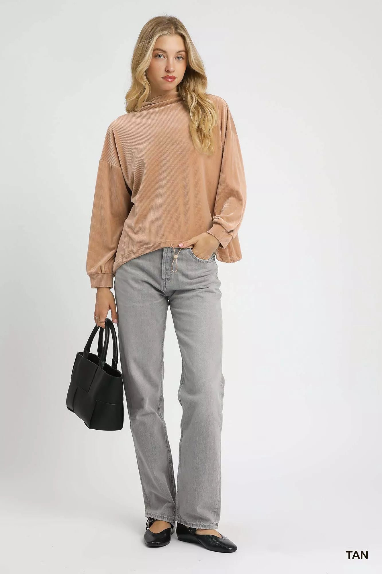 Ribbed Drawstring Hem Knit Top at In Style Chics Boutique