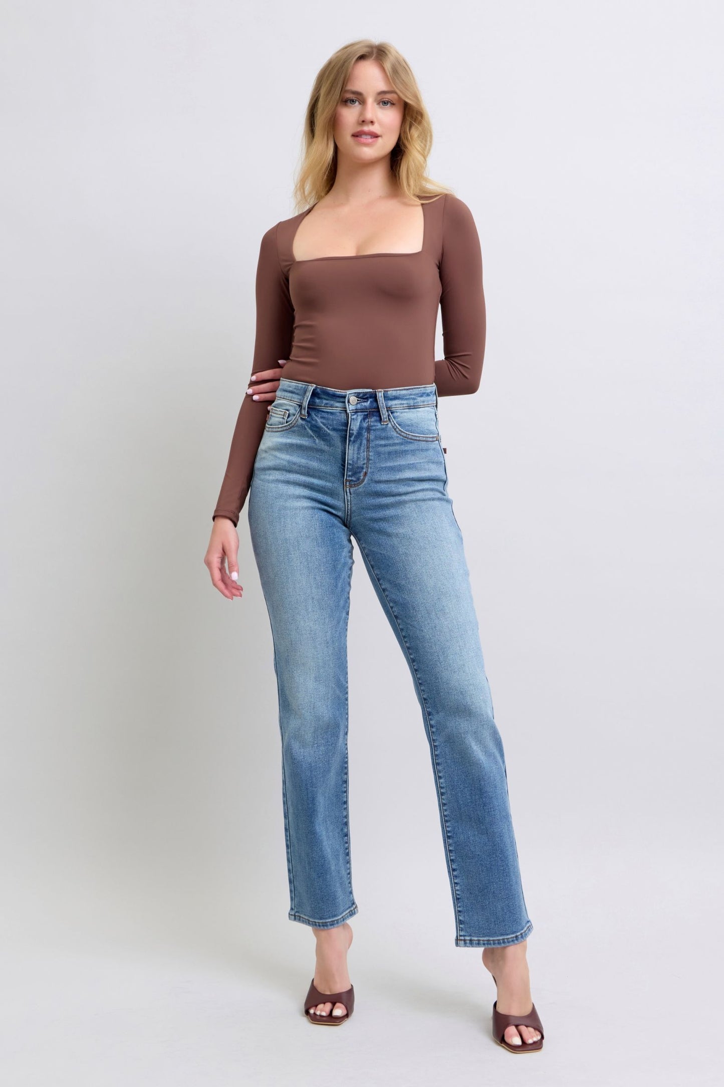 Judy Blue Full Size Wash Thermal Straight Jeans with Pockets - In Style Chics Boutique LLC