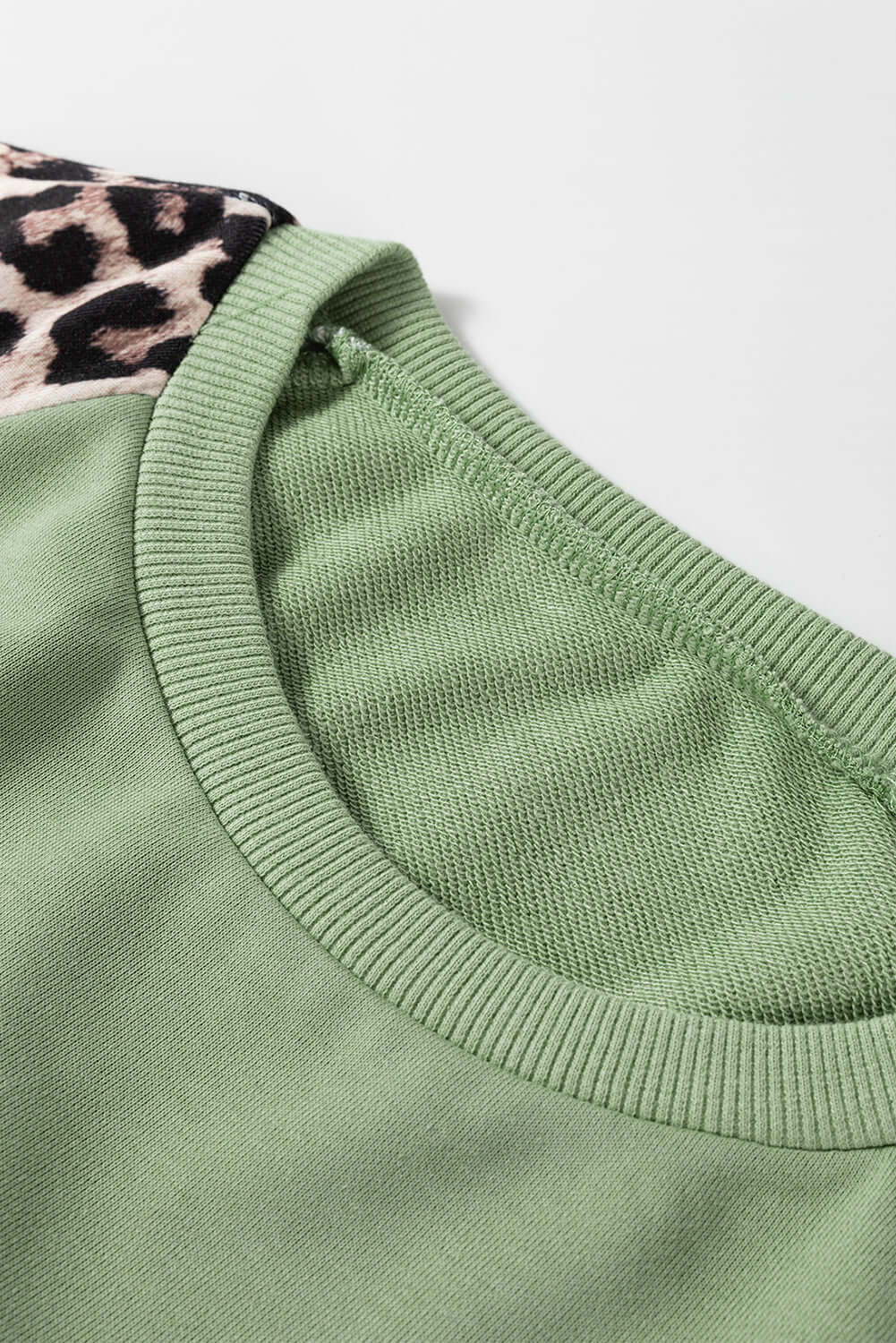 Grass Green Leopard Print Patchwork Raglan Sleeve Sweatshirt - In Style Chics Boutique LLC