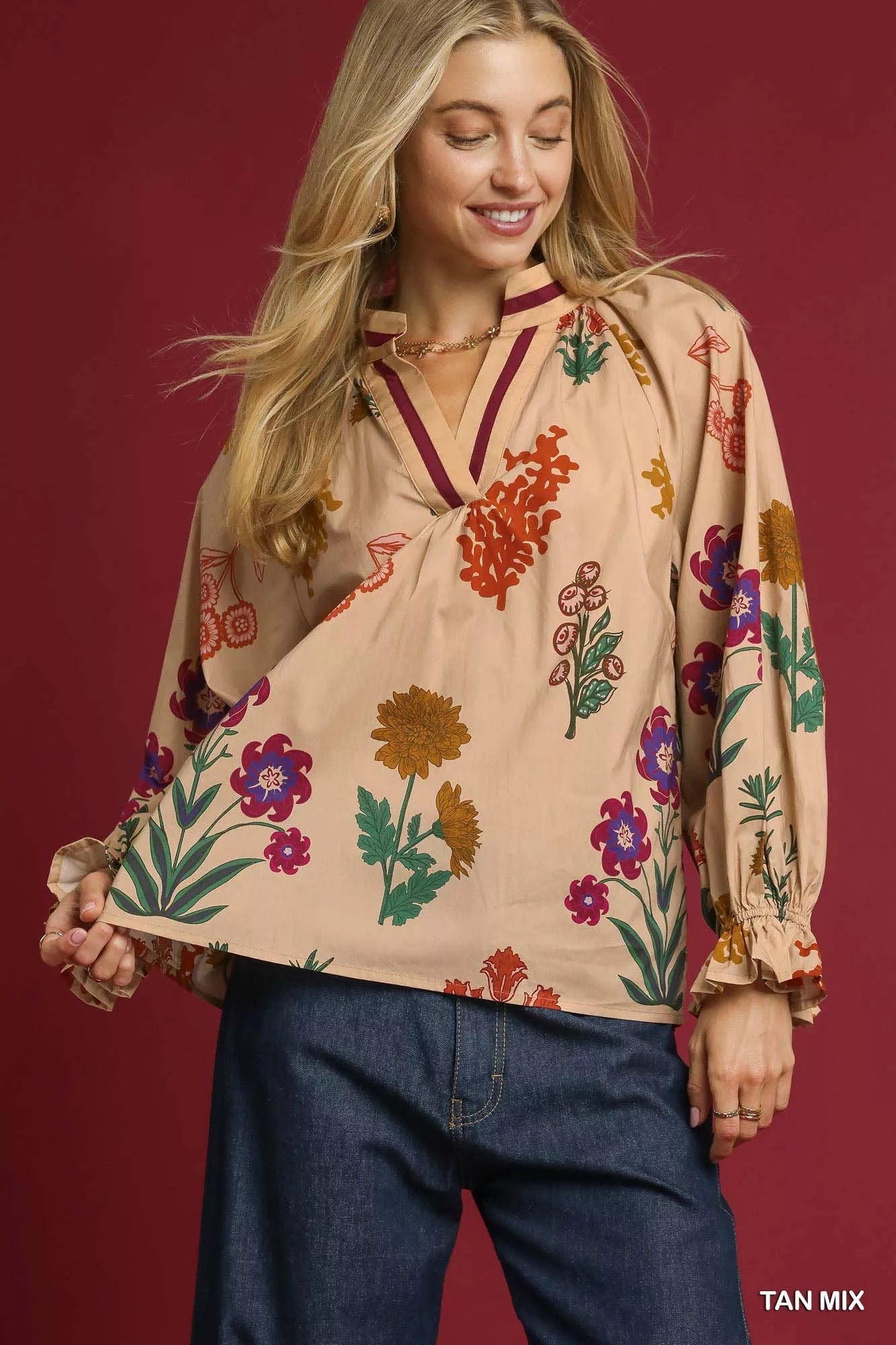 Shop Floral Print Flounce Sleeve Blouse at In Style Chics Boutique