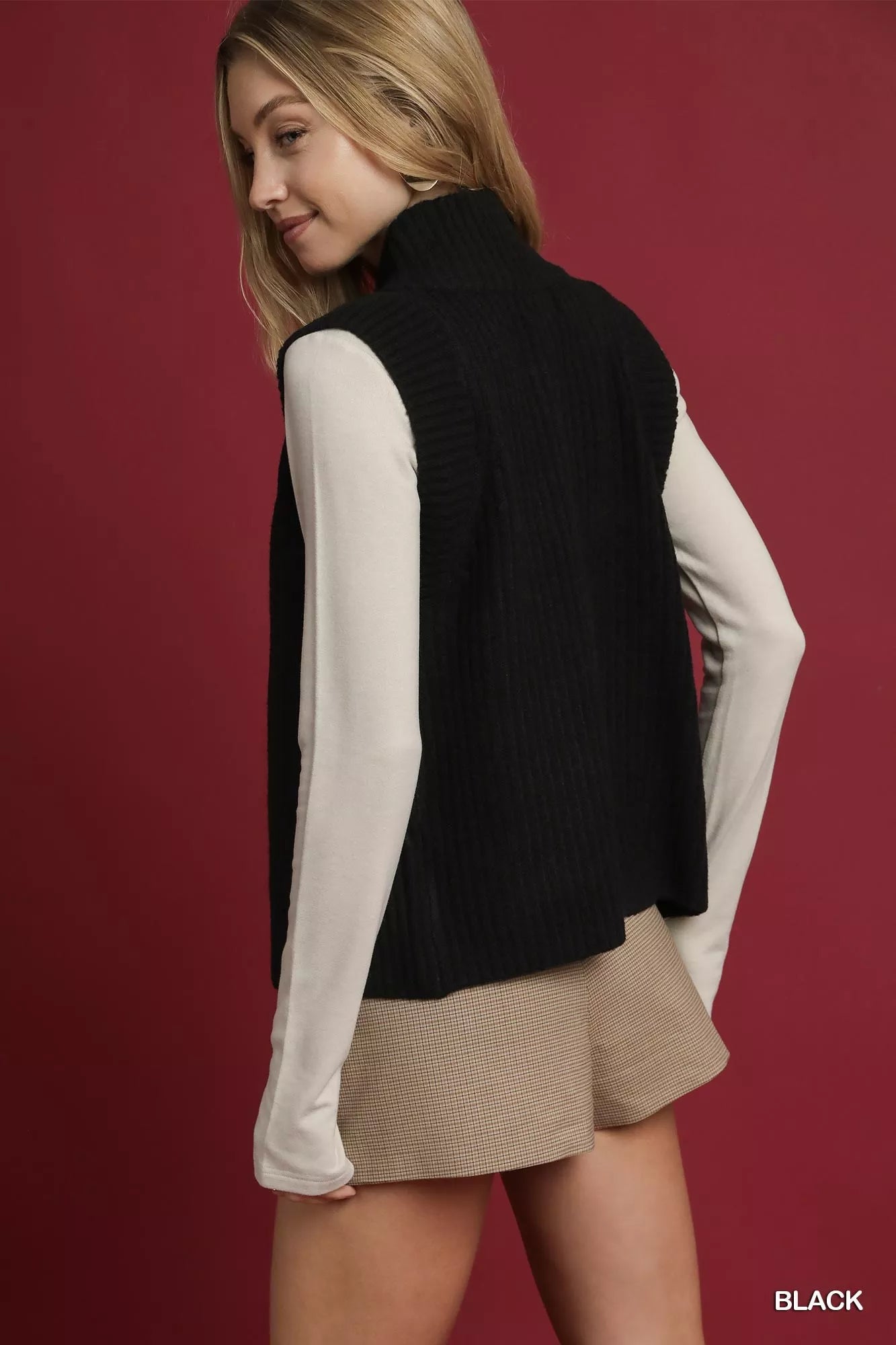 Shop Zip-Up Sweater Vest with Ribbed Trim at In Style Chics Boutique 🖤