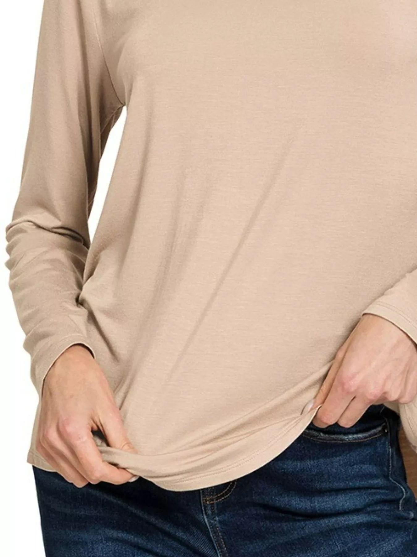Long Sleeve Top Flowy Round Hem at In Style Chics Boutique Material Rayon