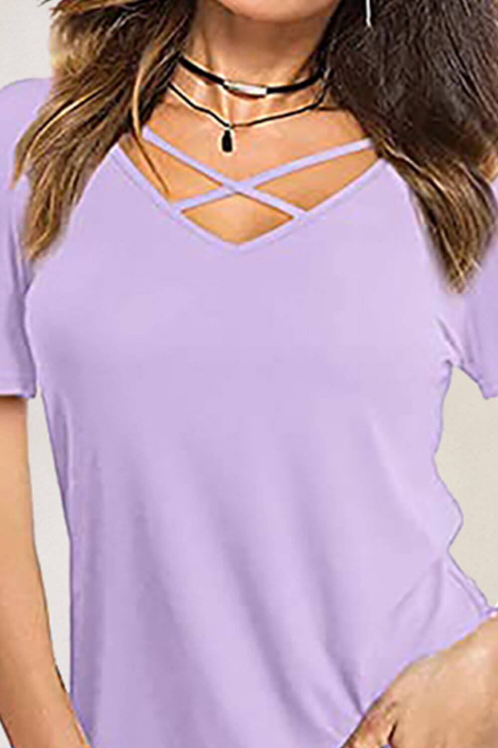 Crisscross Short Sleeve T-Shirt - In Style Chics Boutique LLC