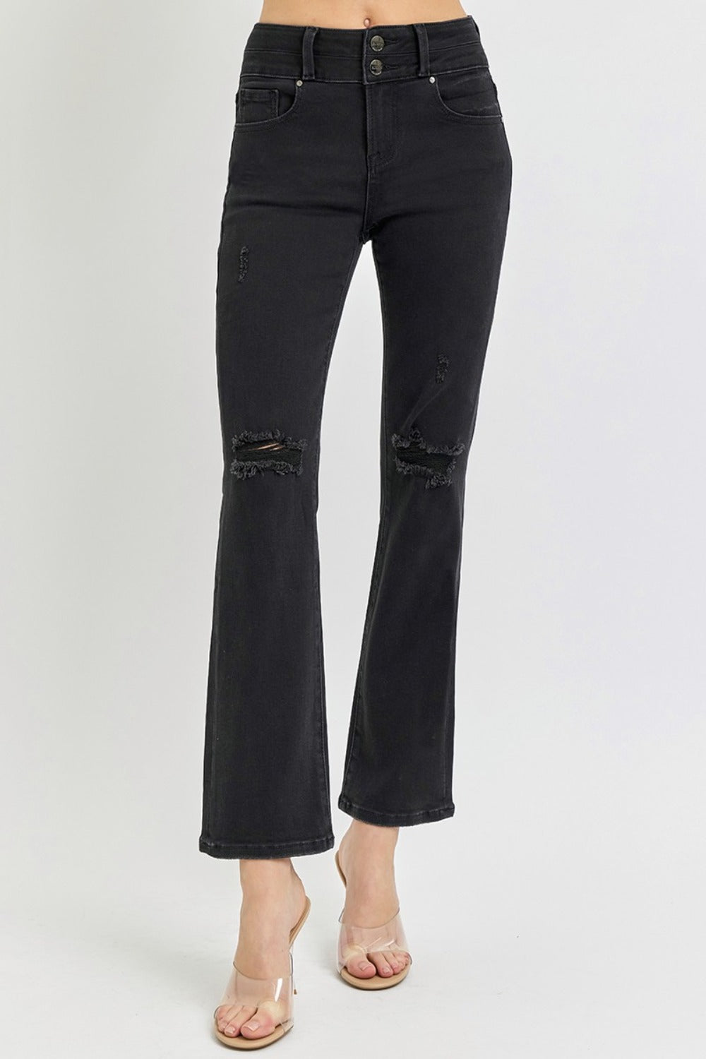 RISEN Full Size High Rise Wide Waistband Ankle Bootcut Jeans - In Style Chics Boutique LLC