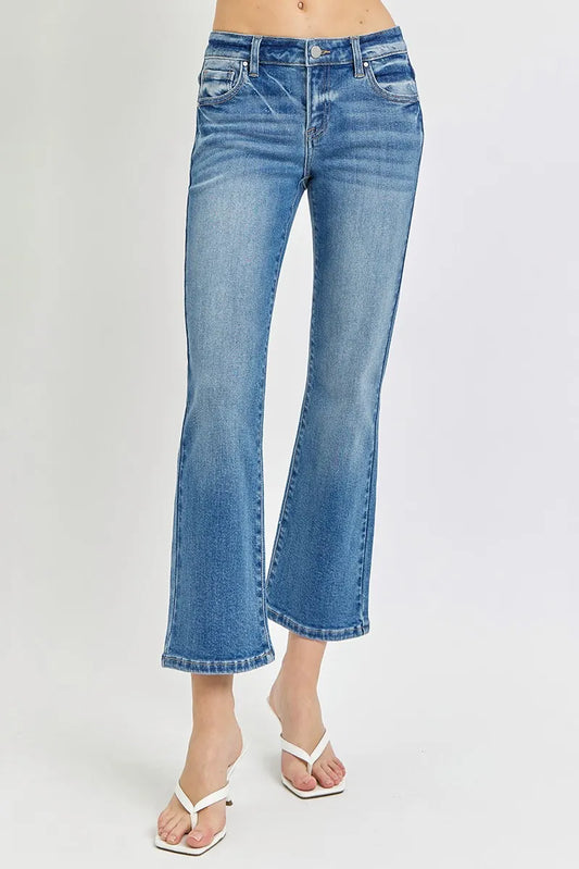 RISEN Low Rise Crop Flare Jeans - In Style Chics Boutique Women’s Jeans Plus Size Jeans