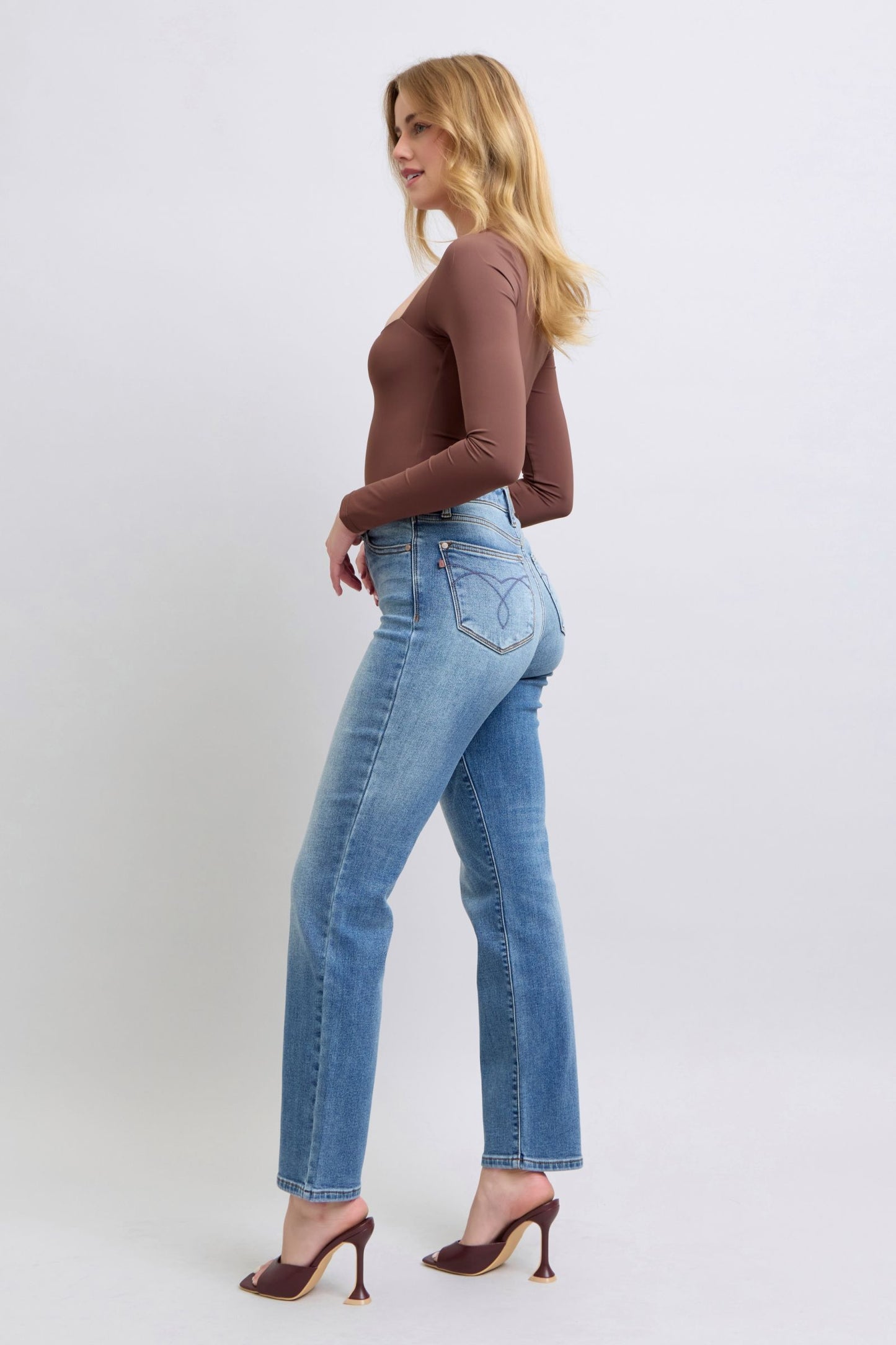 Judy Blue Full Size Wash Thermal Straight Jeans with Pockets - In Style Chics Boutique LLC
