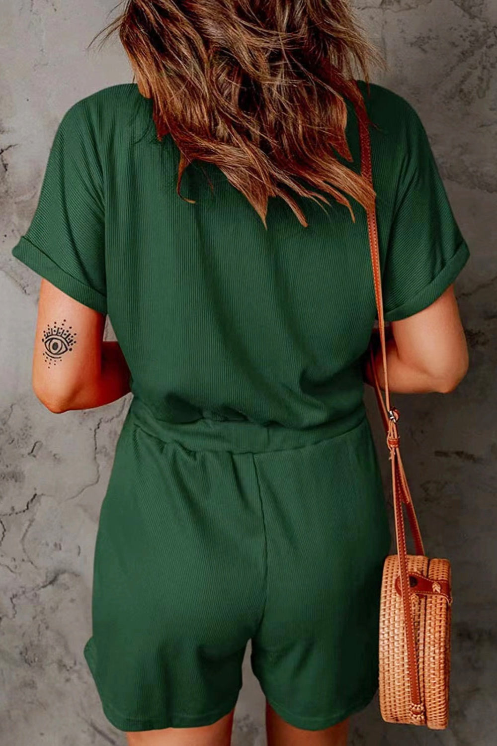 Full Size Drawstring V-Neck Short Sleeve Romper - More Colors! - In Style Chics Boutique LLC