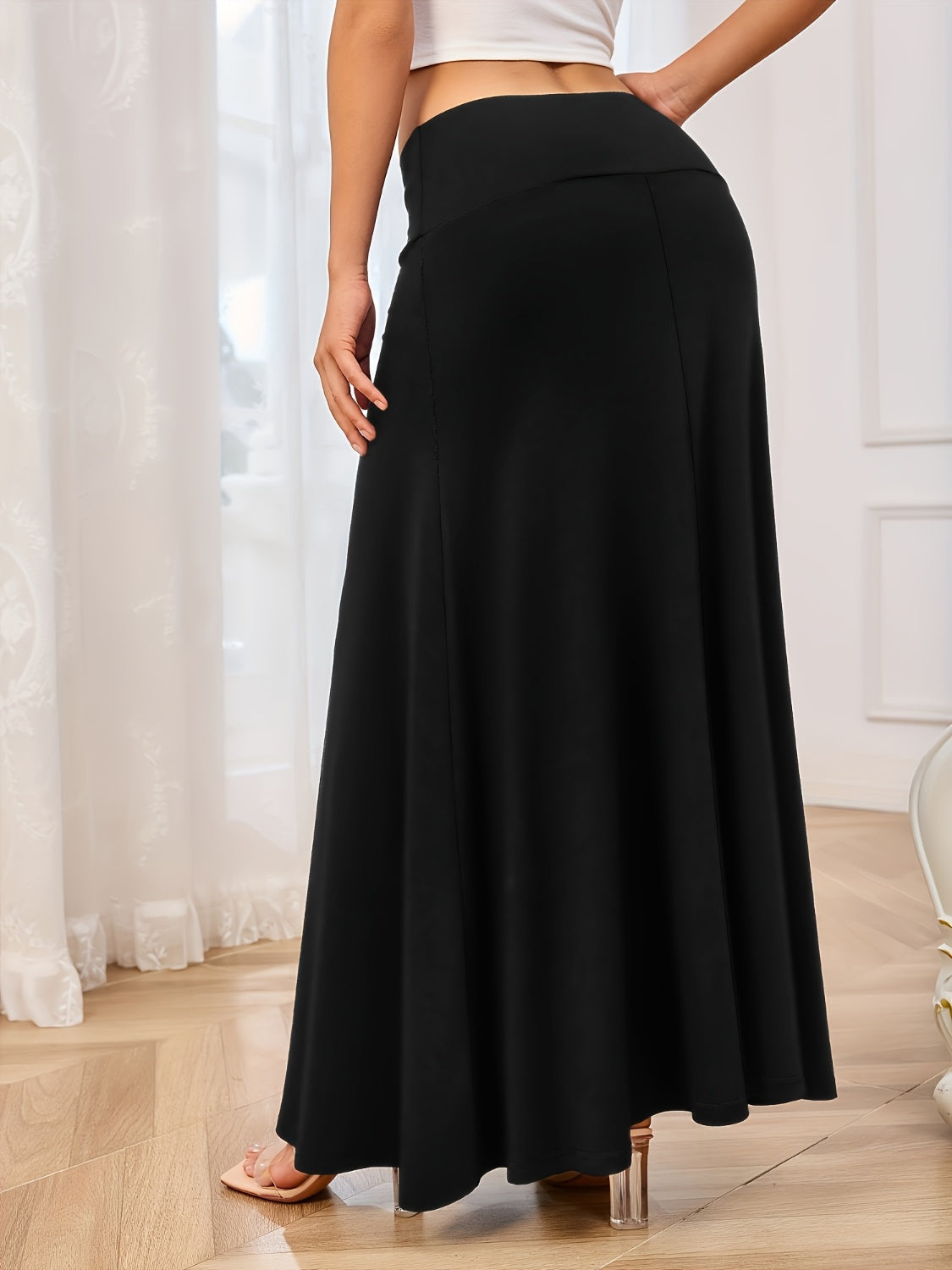 Solid Elastic Waist Maxi Skirt - In Style Chics Boutique LLC