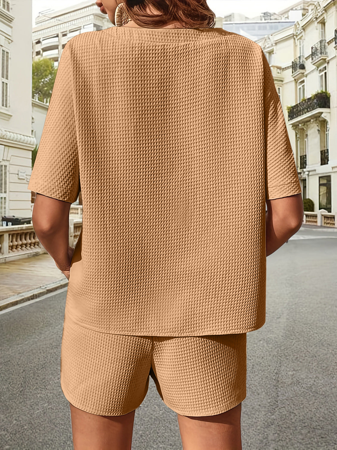 Waffle-Knit Half Sleeve Top and Shorts Set - More Colors! - In Style Chics Boutique LLC