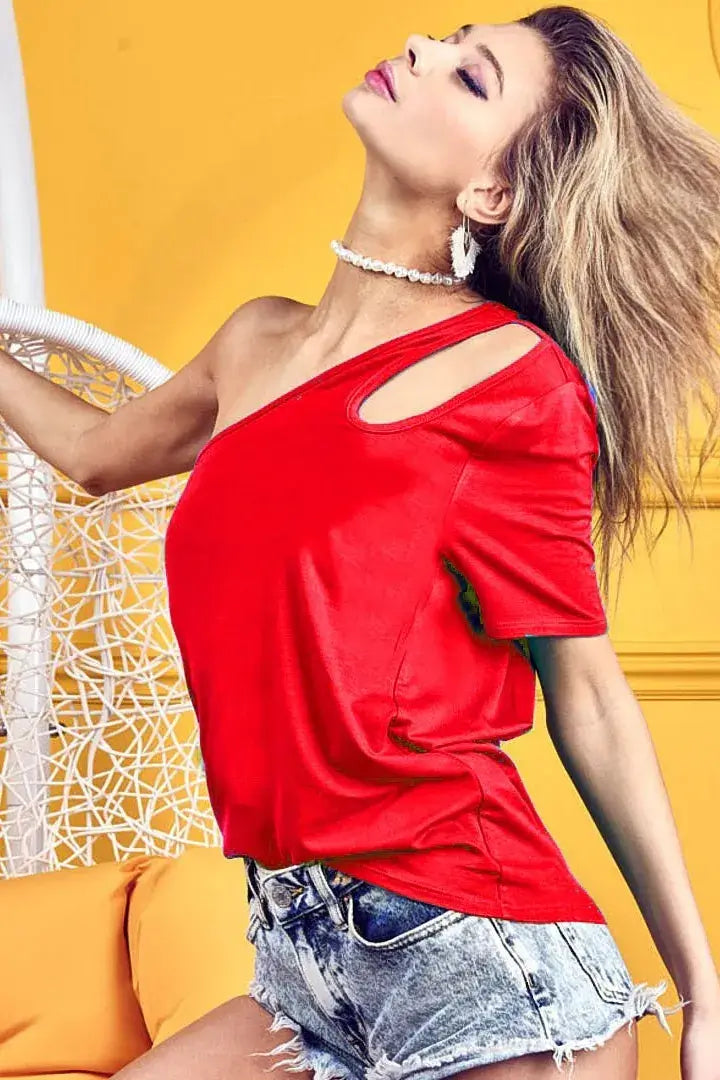Cut Out Detailed One Shoulder Top - Shein Alternative - In Style Chics Boutique Women's Juniors Apparel Online