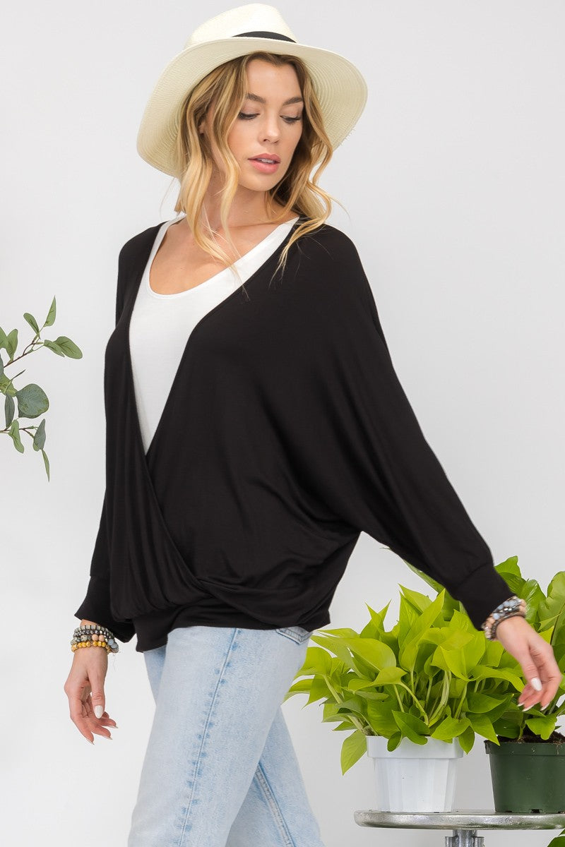 Celeste Full Size Contrast Round Neck Top with Two Layer Detail - In Style Chics Boutique LLC
