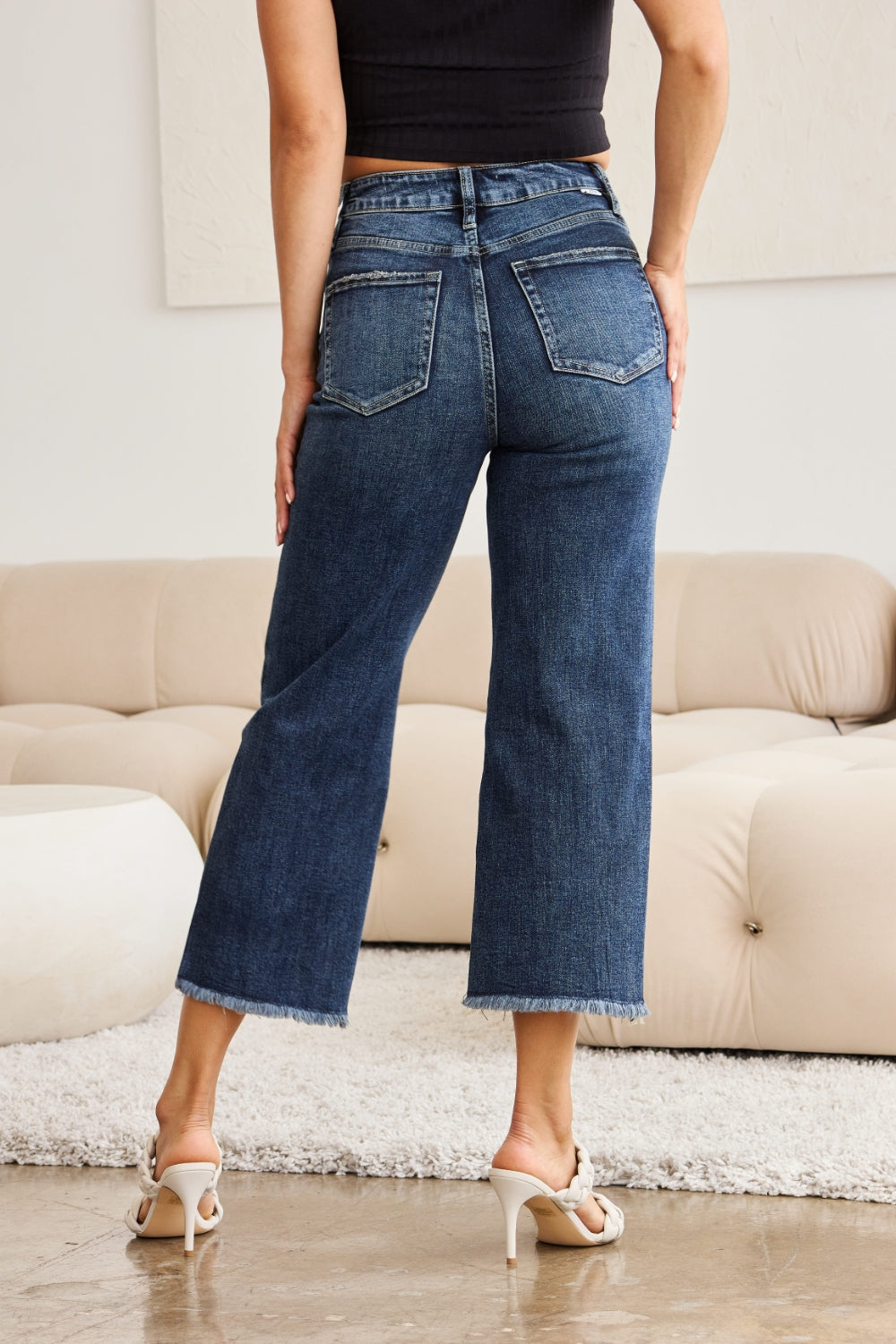 RFM Full Size Tummy Control High Waist Raw Hem Jeans - In Style Chics Boutique LLC