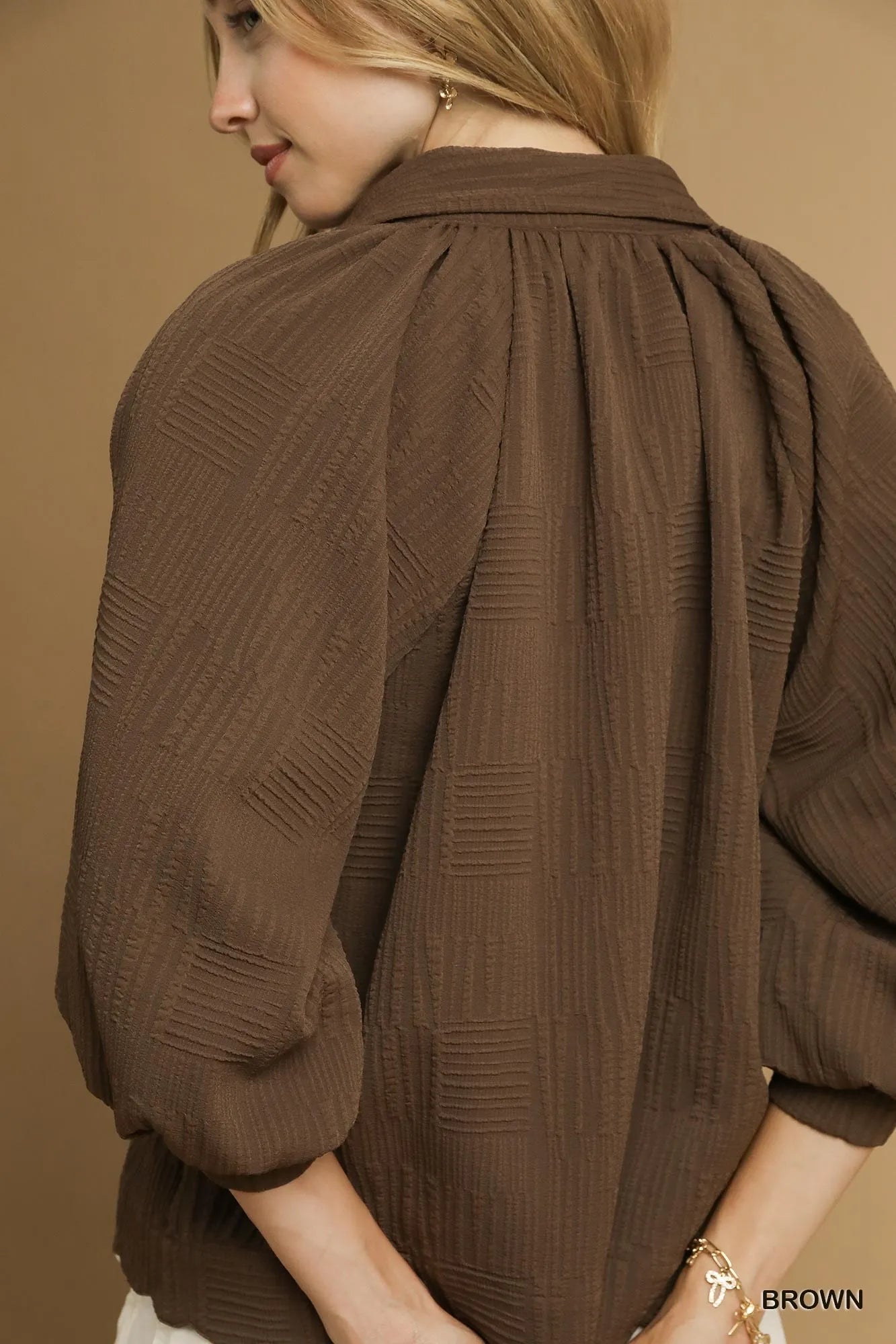 Oversized Balloon Sleeve Textured Blouse at In Style Chics Boutique