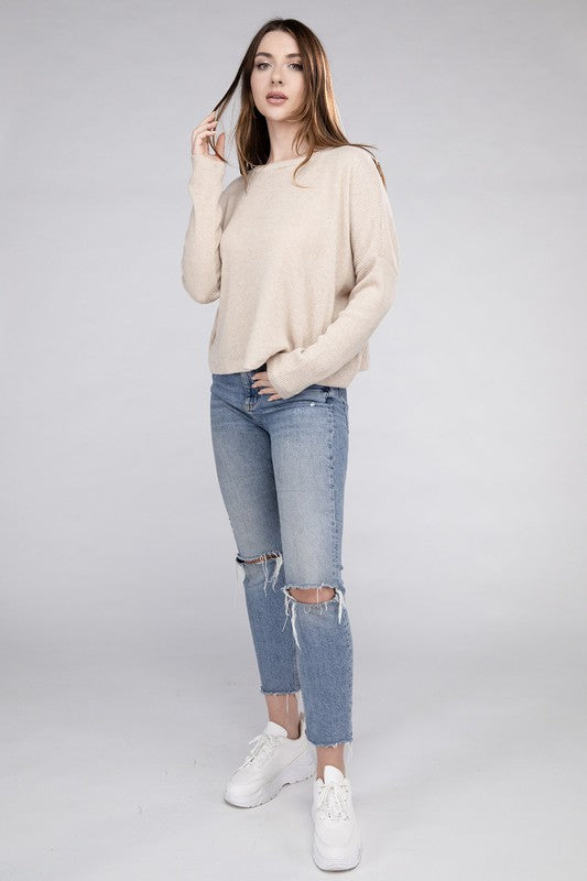 Ribbed Dolman Long Sleeve Sweater - In Style Chics Boutique LLC