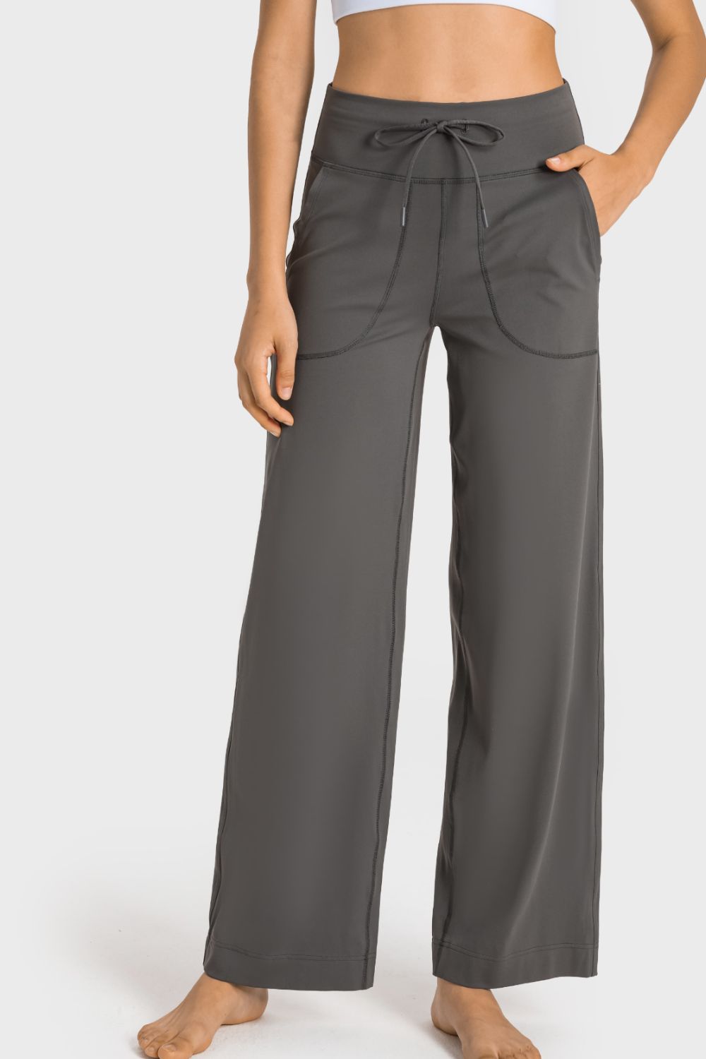 Drawstring Waist Wide Leg Sports Pants with Pockets - In Style Chics Boutique LLC