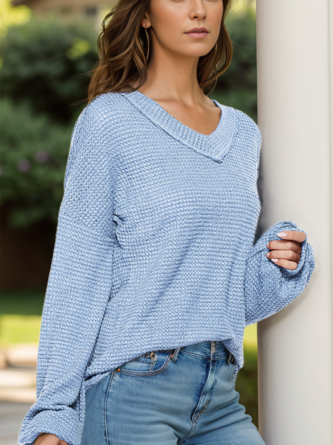 Dropped Shoulder Long Sleeve Knit Top - In Style Chics Boutique LLC