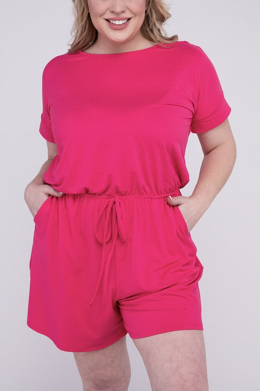 Plus Size Romper with Pockets, Brushed DTY - In Style Chics Boutique