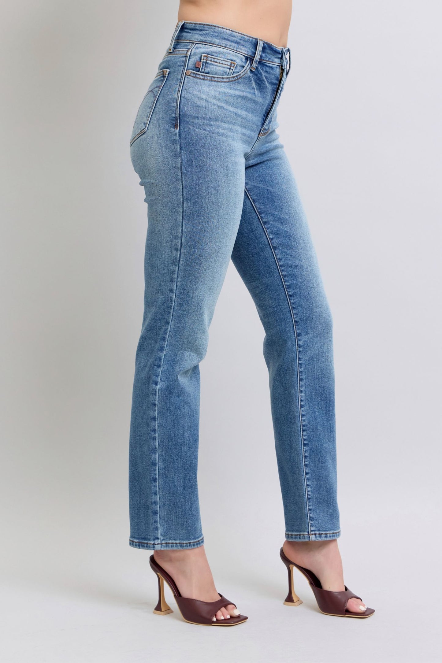 Judy Blue Full Size Wash Thermal Straight Jeans with Pockets - In Style Chics Boutique LLC