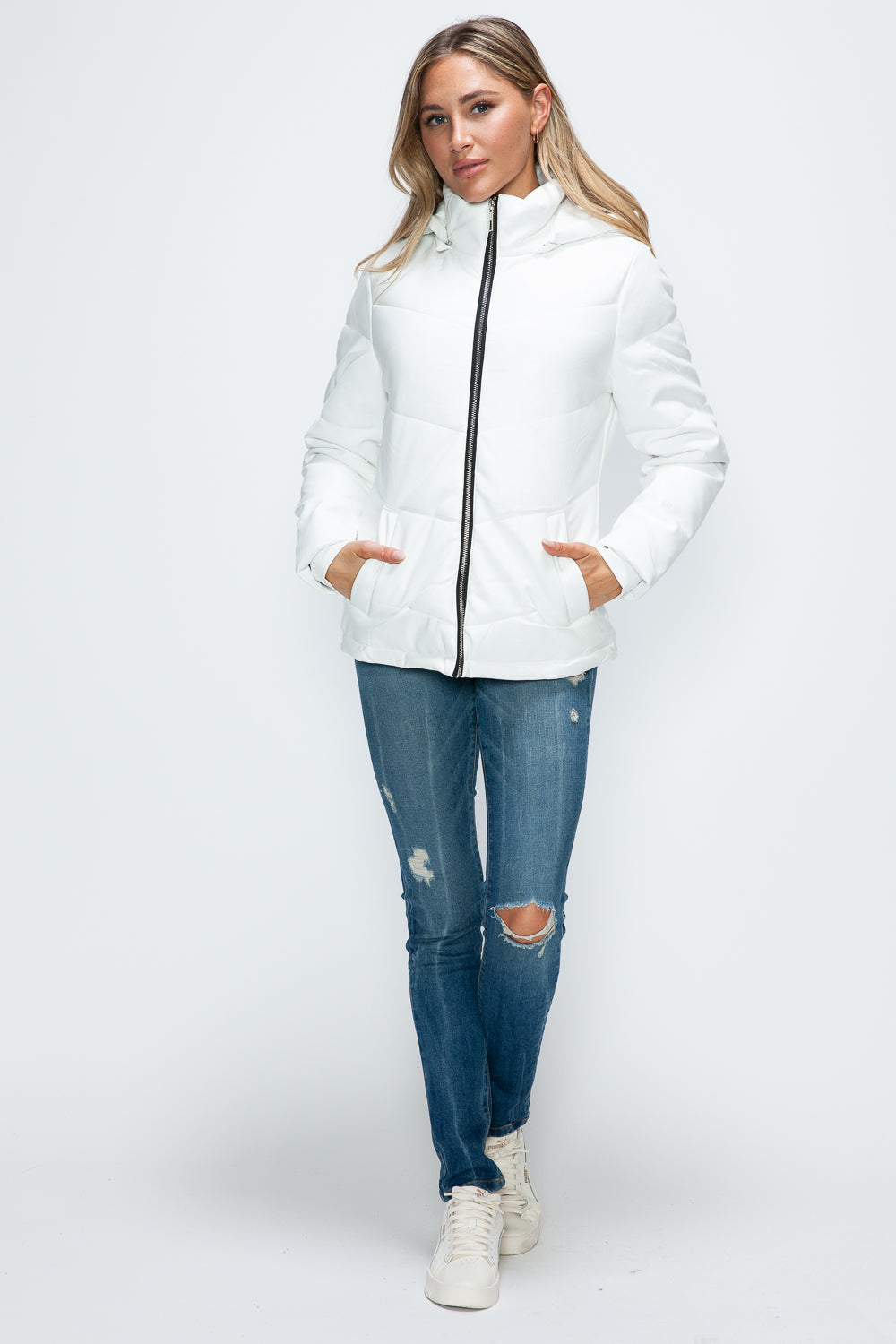 How Dare U Pocketed Zip Up Puffer Jacket with Removable Hood - In Style Chics Boutique LLC