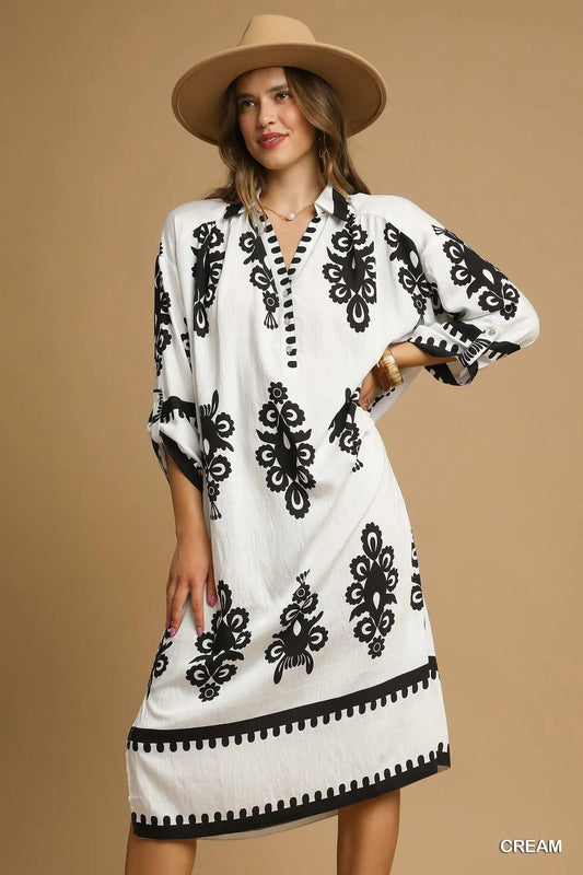 Abstract Print Midi Dress at In Style Chics Boutique