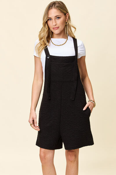 Black Romper, Textured Square Neck - In Style Chics Boutique